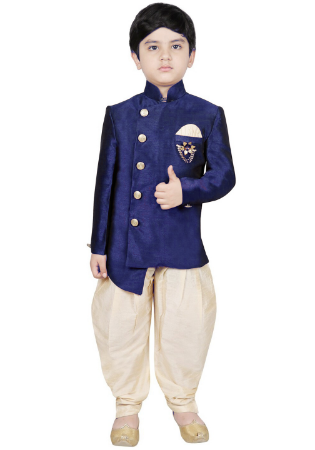 Picture of Good Looking Silk Dark Slate Blue Kids Kurta Pyjama