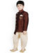 Picture of Classy Silk Dark Olive Green Kids Kurta Pyjama