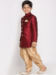 Picture of Comely Silk Brown Kids Kurta Pyjama