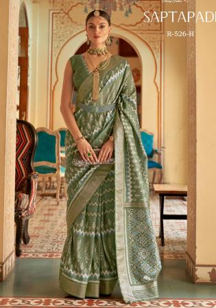 Picture of Elegant Silk Dark Olive Green Saree