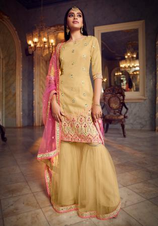 Picture of Organza Burly Wood Straight Cut Salwar Kameez