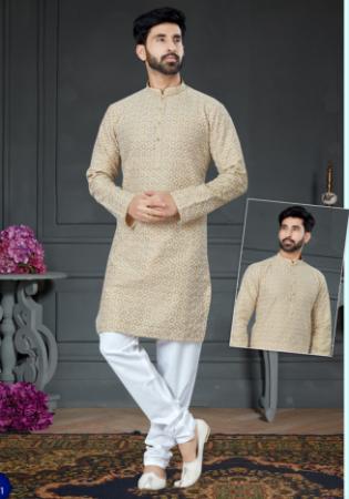 Picture of Appealing Cotton & Silk Tan Kurtas