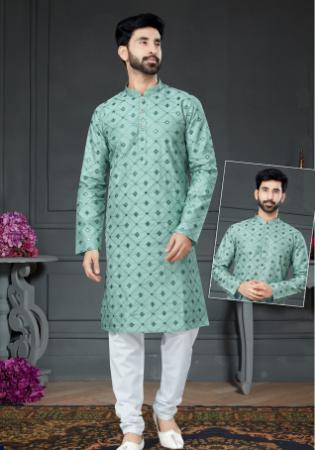 Picture of Admirable Cotton & Silk Dark Sea Green Kurtas