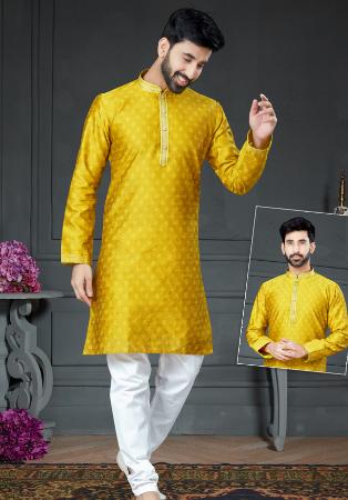 Picture of Enticing Cotton & Silk Dark Golden Rod Kurtas