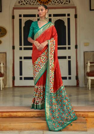 Picture of Exquisite Silk Fire Brick Saree