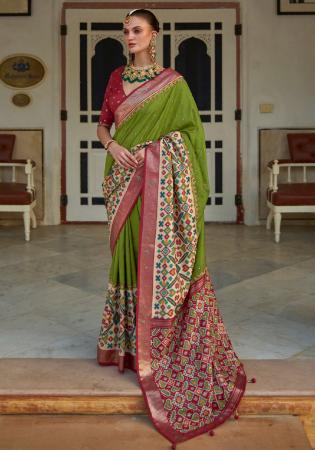 Picture of Marvelous Silk Olive Drab Saree