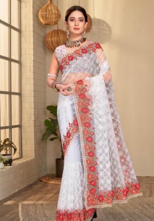 Picture of Radiant Net White Saree