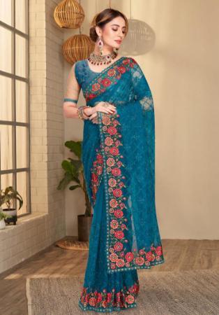 Picture of Beauteous Net Teal Saree