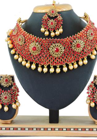 Picture of Superb Indian Red Necklace Set