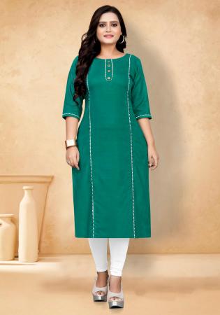 Picture of Sightly Cotton Teal Kurtis & Tunic