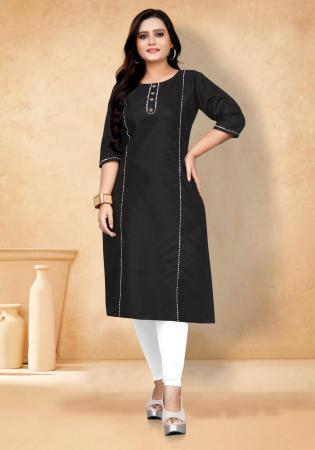 Picture of Splendid Cotton Black Kurtis & Tunic