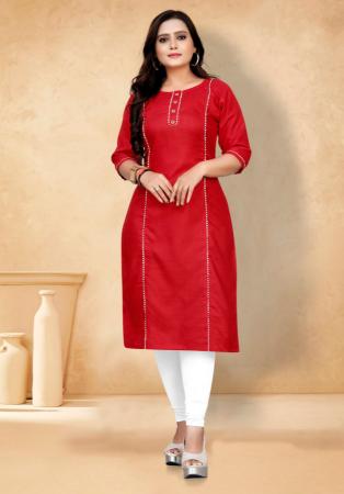 Picture of Magnificent Cotton Crimson Kurtis & Tunic