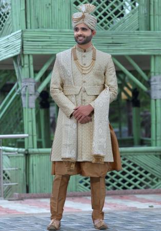 Picture of Beautiful Silk Dark Grey Sherwani