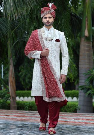 Picture of Resplendent Silk White Sherwani