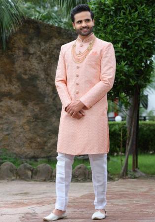 Picture of Fascinating Silk Burly Wood Sherwani