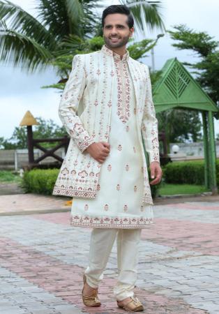 Picture of Gorgeous Silk Ivory Sherwani