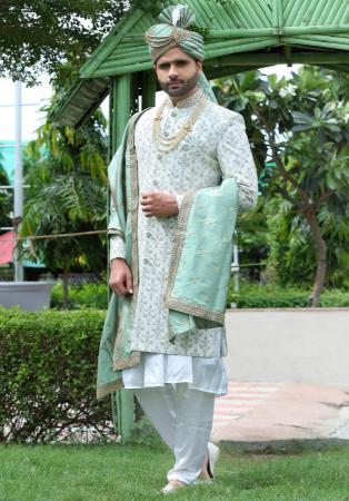 Picture of Wonderful Silk Azure Sherwani