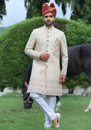 Picture of Admirable Silk Off White Sherwani