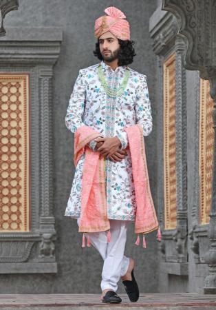 Picture of Appealing Silk White Sherwani