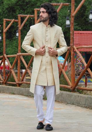 Picture of Pretty Silk Sea Shell Sherwani