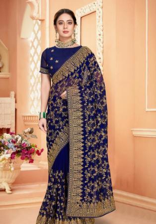 Picture of Radiant Georgette Midnight Blue Saree