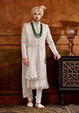 Picture of Pretty Silk White Sherwani