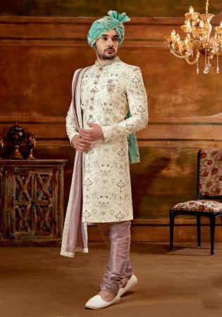 Picture of Grand Silk Beige Sherwani