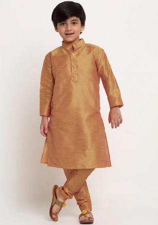 Picture of Beauteous Silk Tan Kids Kurta Pyjama