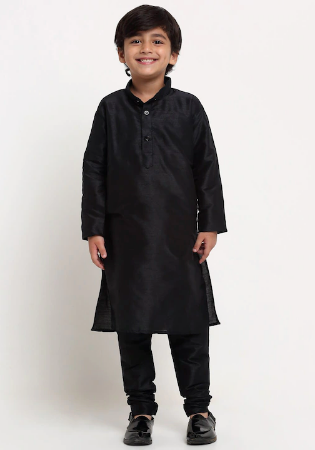 Picture of Gorgeous Silk Black Kids Kurta Pyjama