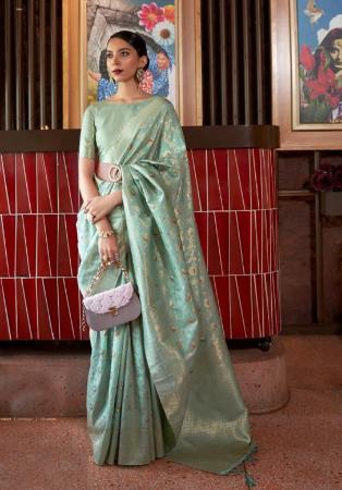 Picture of Comely Silk Dark Sea Green Saree