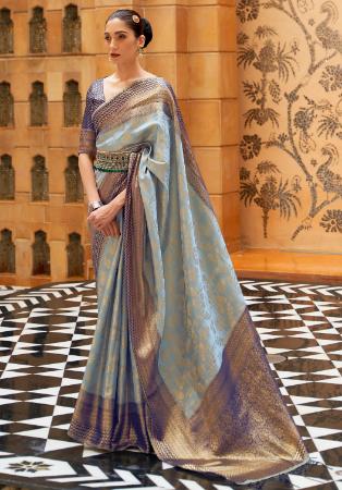 Picture of Shapely Silk Light Steel Blue Saree