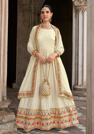 Picture of Stunning Georgette Tan Anarkali Salwar Kameez