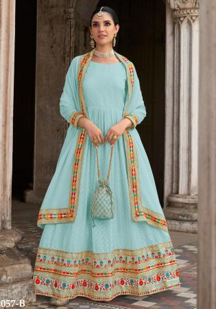 Picture of Georgette Light Steel Blue Anarkali Salwar Kameez