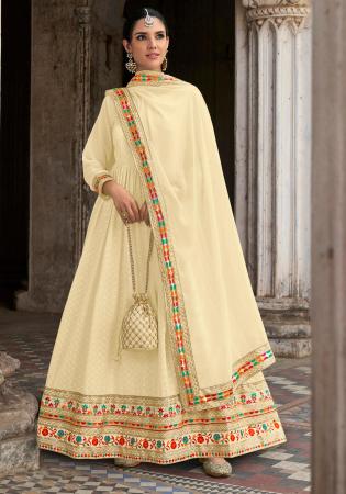 Picture of Georgette Pale Golden Rod Anarkali Salwar Kameez