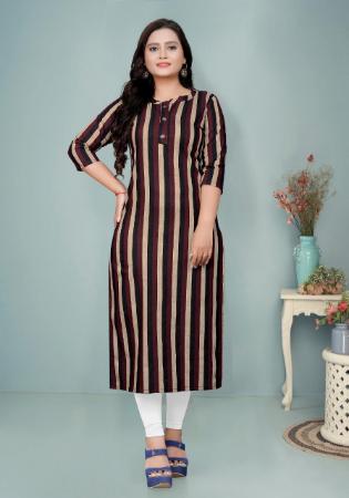 Picture of Beautiful Cotton Dark Olive Green Kurtis & Tunic