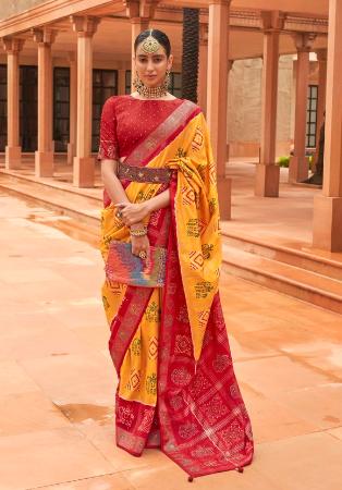 Picture of Well Formed Silk Dark Orange Saree