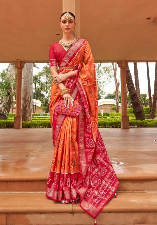 Picture of Beautiful Silk Fire Brick Saree