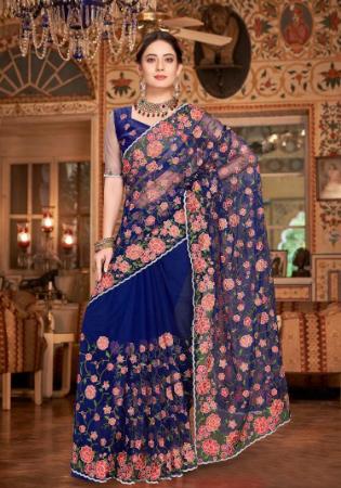 Picture of Splendid Net Midnight Blue Saree