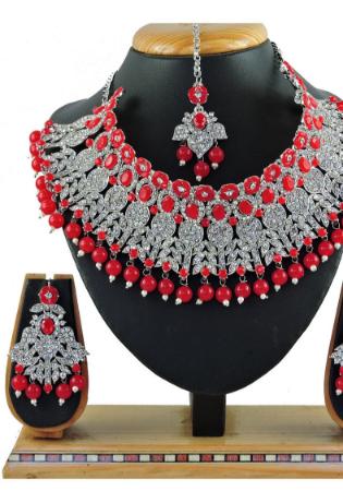 Picture of Pleasing Fire Brick Necklace Set