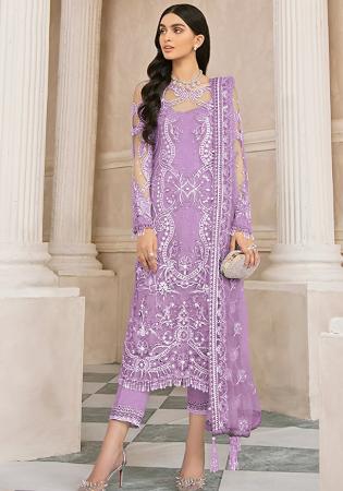 Picture of Graceful Net Violet Straight Cut Salwar Kameez