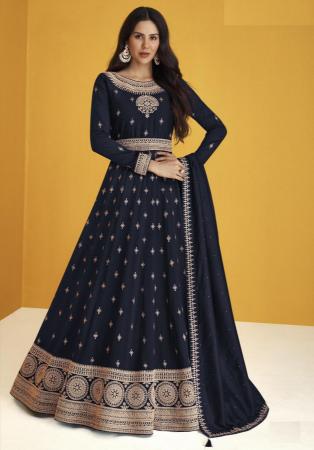 Picture of Georgette Dark Slate Grey Anarkali Salwar Kameez