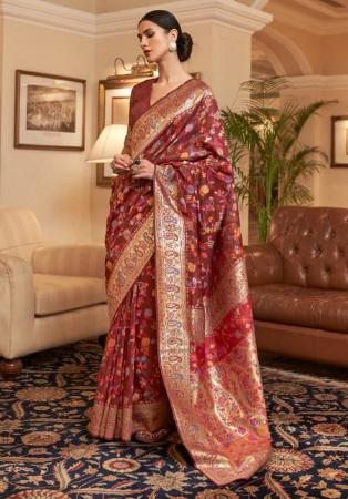 Picture of Ravishing Satin Maroon Saree