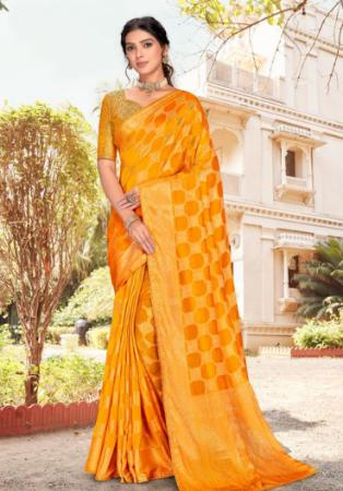 Picture of Statuesque Silk Dark Orange Saree