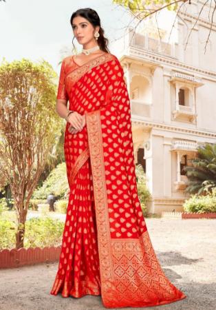 Picture of Delightful Silk Crimson Saree