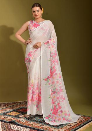 Picture of Enticing Linen White Saree