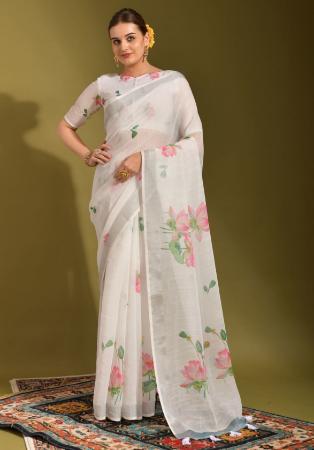 Picture of Magnificent Linen White Saree