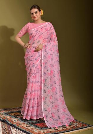 Picture of Beauteous Linen Pale Violet Red Saree