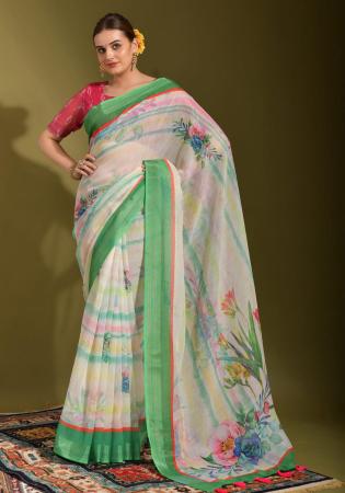 Picture of Gorgeous Linen White Saree