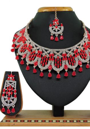 Picture of Shapely Fire Brick Necklace Set