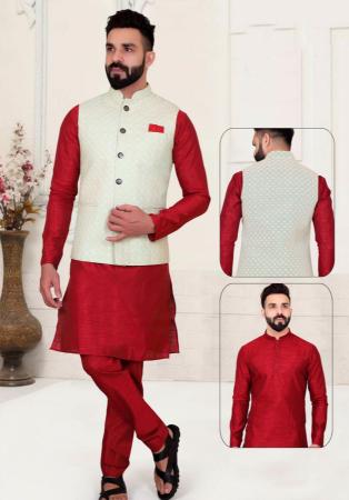 Picture of Beautiful Silk Fire Brick Kurtas